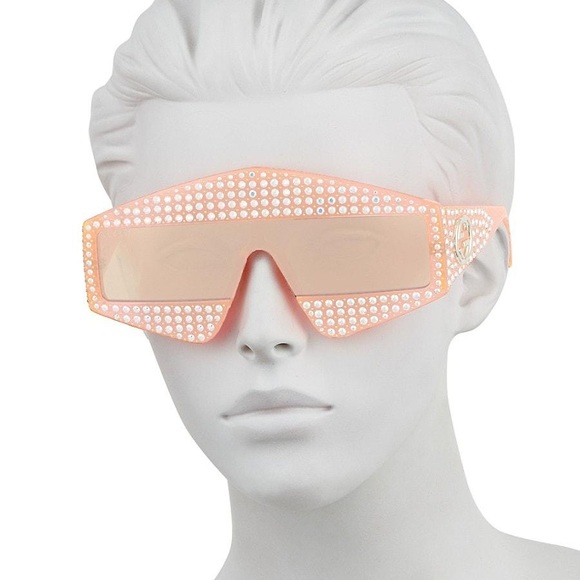 Gucci fashion show orange/crystal mask sunglasses